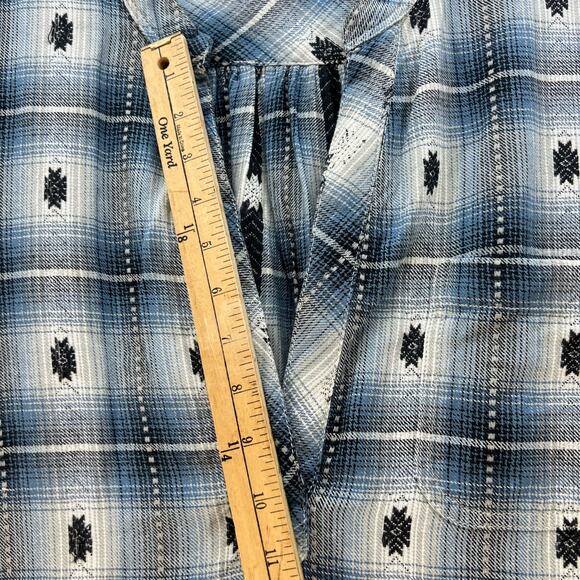 Dylan Tunic Dress Women's Size S Blue Black V-neck Flannel Southwestern Plaid - Picture 5 of 10